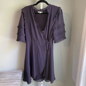 Rethm Purple Fringe Sleeve Wrap Dress